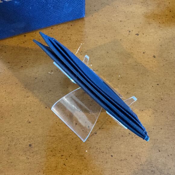 Prada Saffiano Leather Card Case Blue EUC - Picture 2 of 13